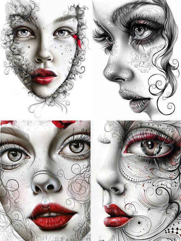 Ethereal Ink and Crimson Accents