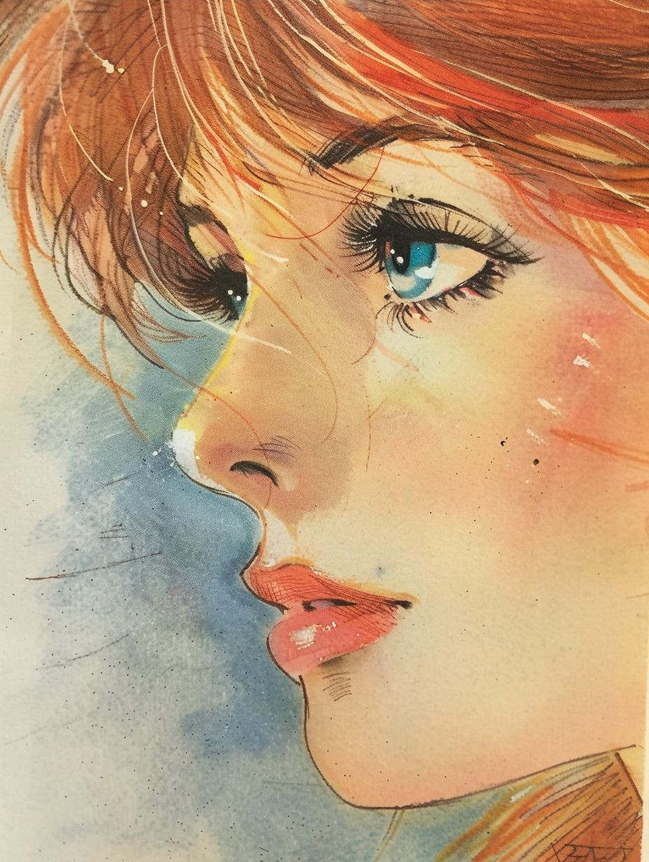 Azure Gaze: A Study in Watercolor - Image 4