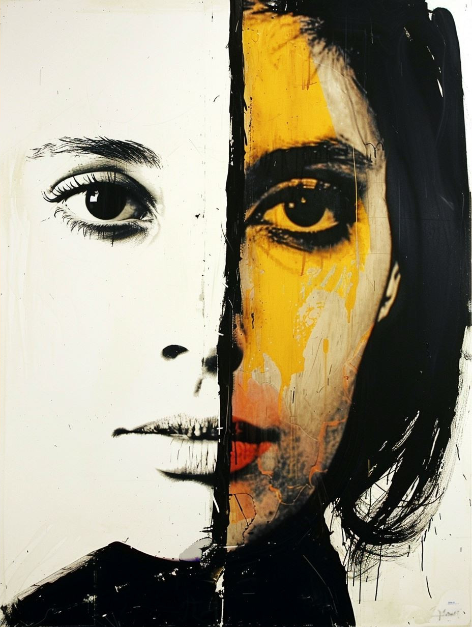 Avant Garde Yellow Paint Portrait - Image 2