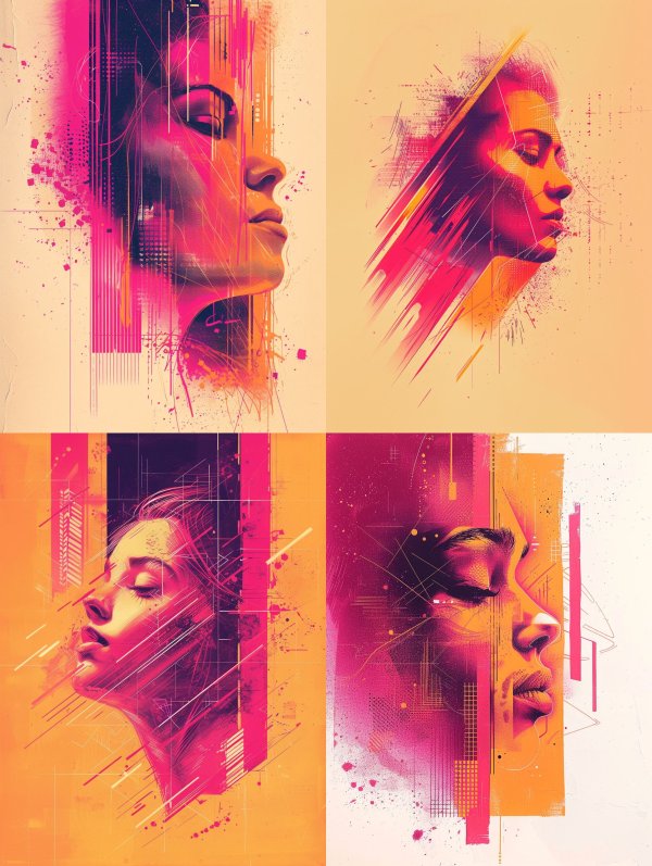 Neon Glitch Portrait Synthesis