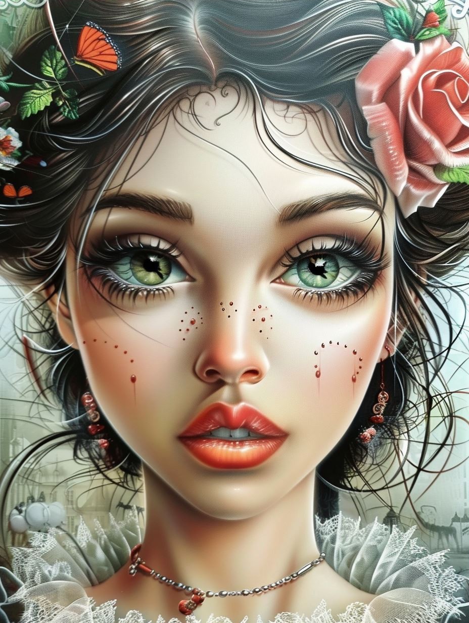 Ethereal Gaze of Floral Dreams - Image 3