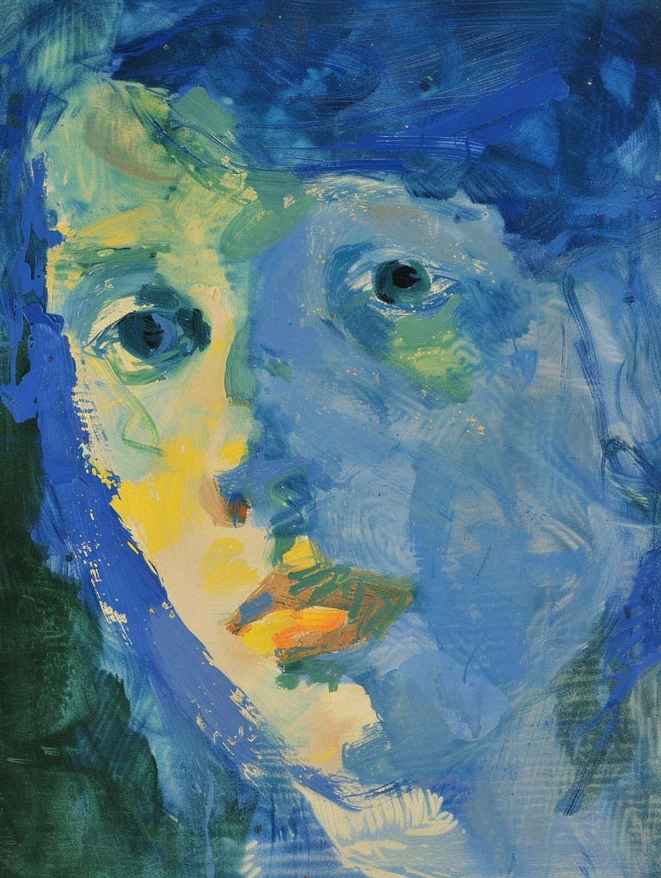 Ethereal Blue Expressionist Portrait