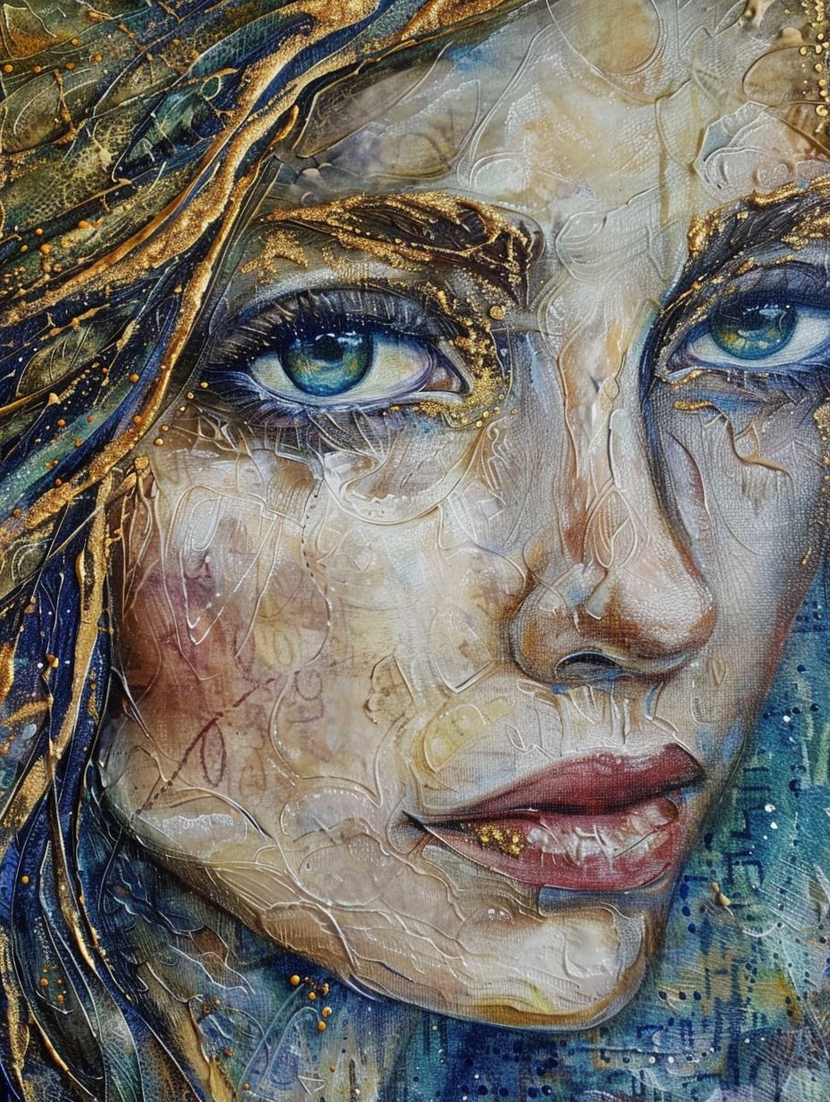 Ethereal Textured Portrait Study - Image 1