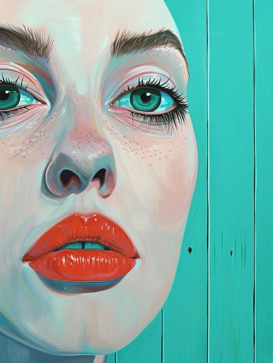 Cyan Dreams and Crimson Lips - Image 3