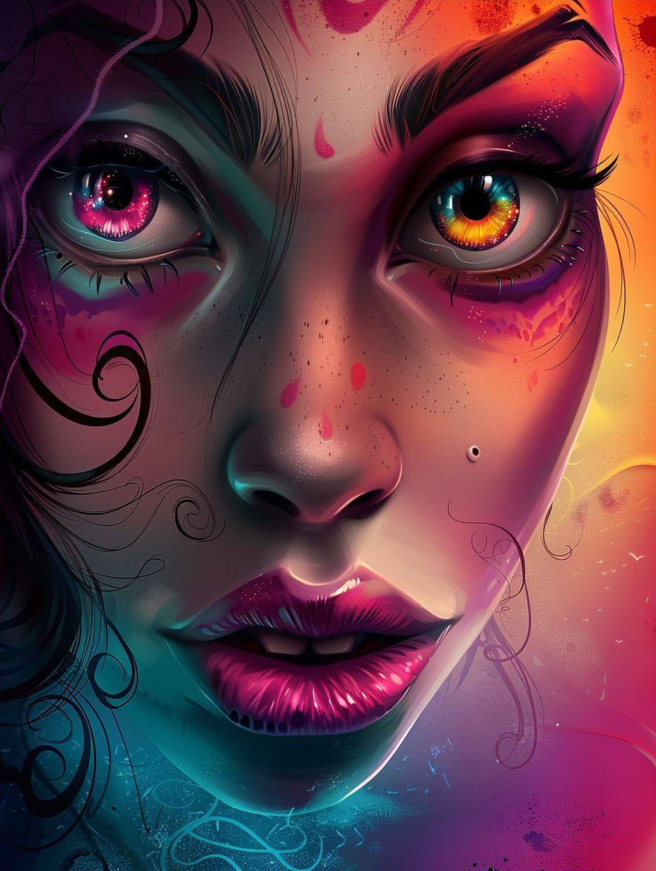 Ethereal Gaze of Crimson Freckles - Image 4