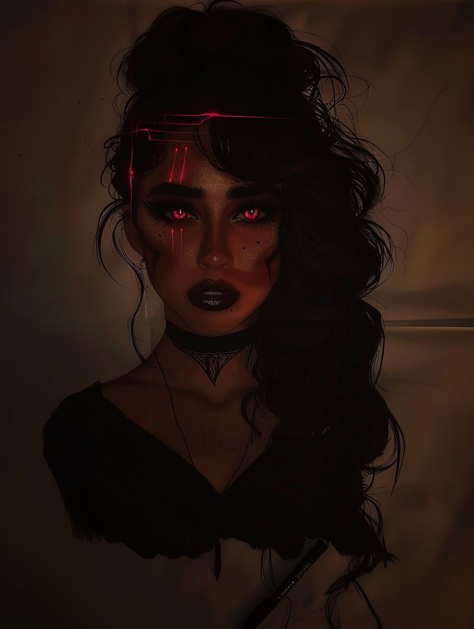 Neon Cyberpunk Gothic Portrait