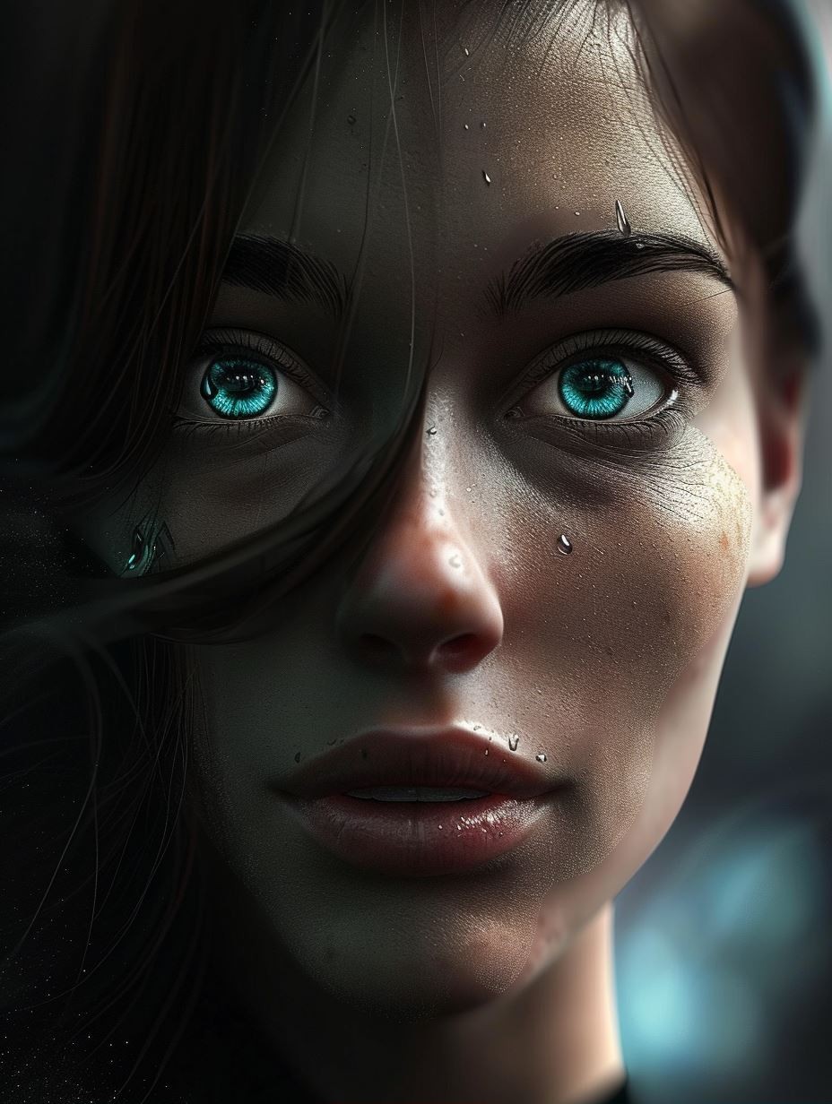 Ethereal Gaze in Rain - Image 1