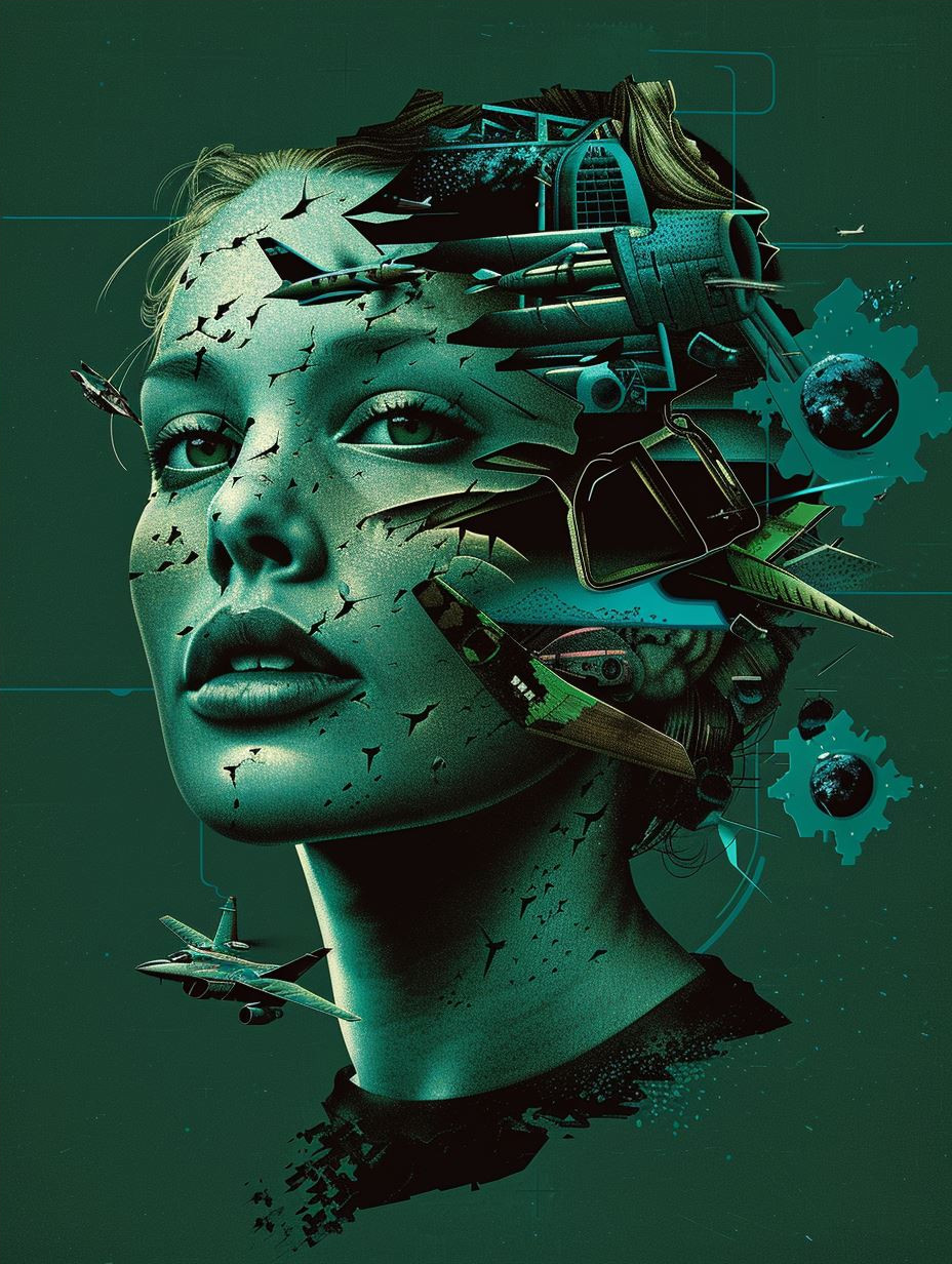 Fragmented Emerald Cybernetic Portrait - Image 4