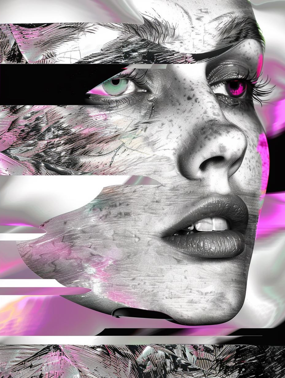 Fragmented Chrome Cybernetic Portrait - Image 4