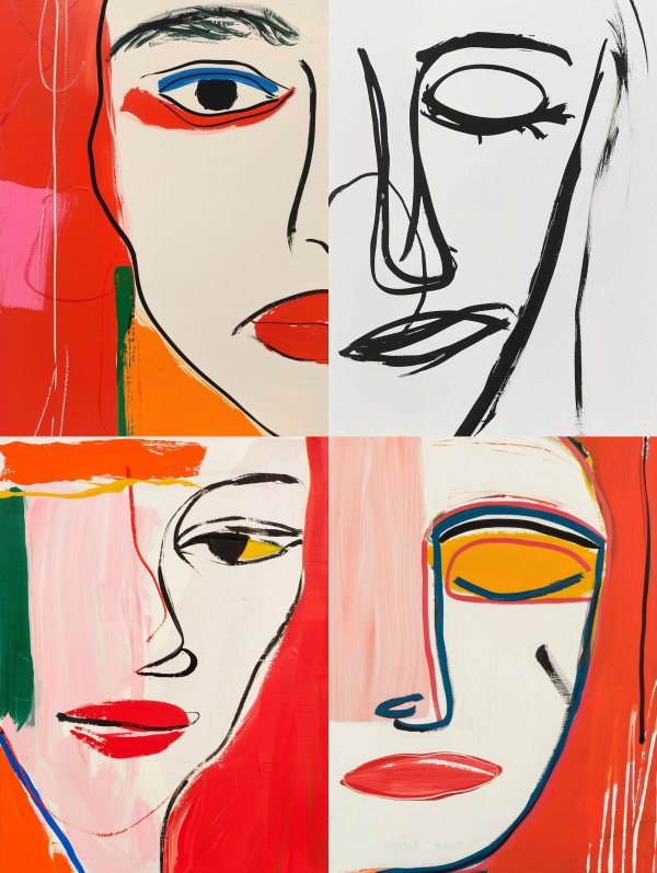 Abstract Minimalist Facial Line Art