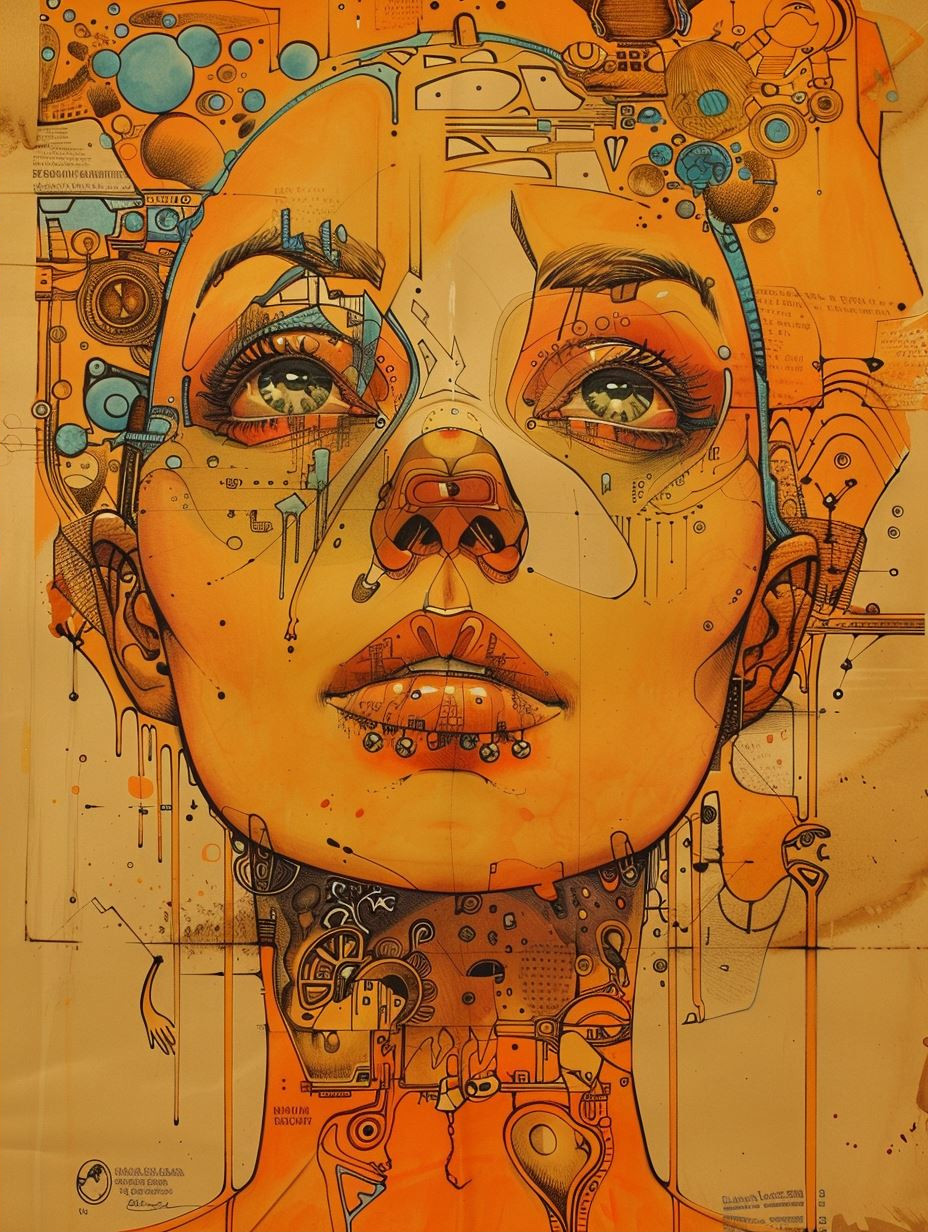 Amber Steampunk Cybernetic Portrait - Image 2