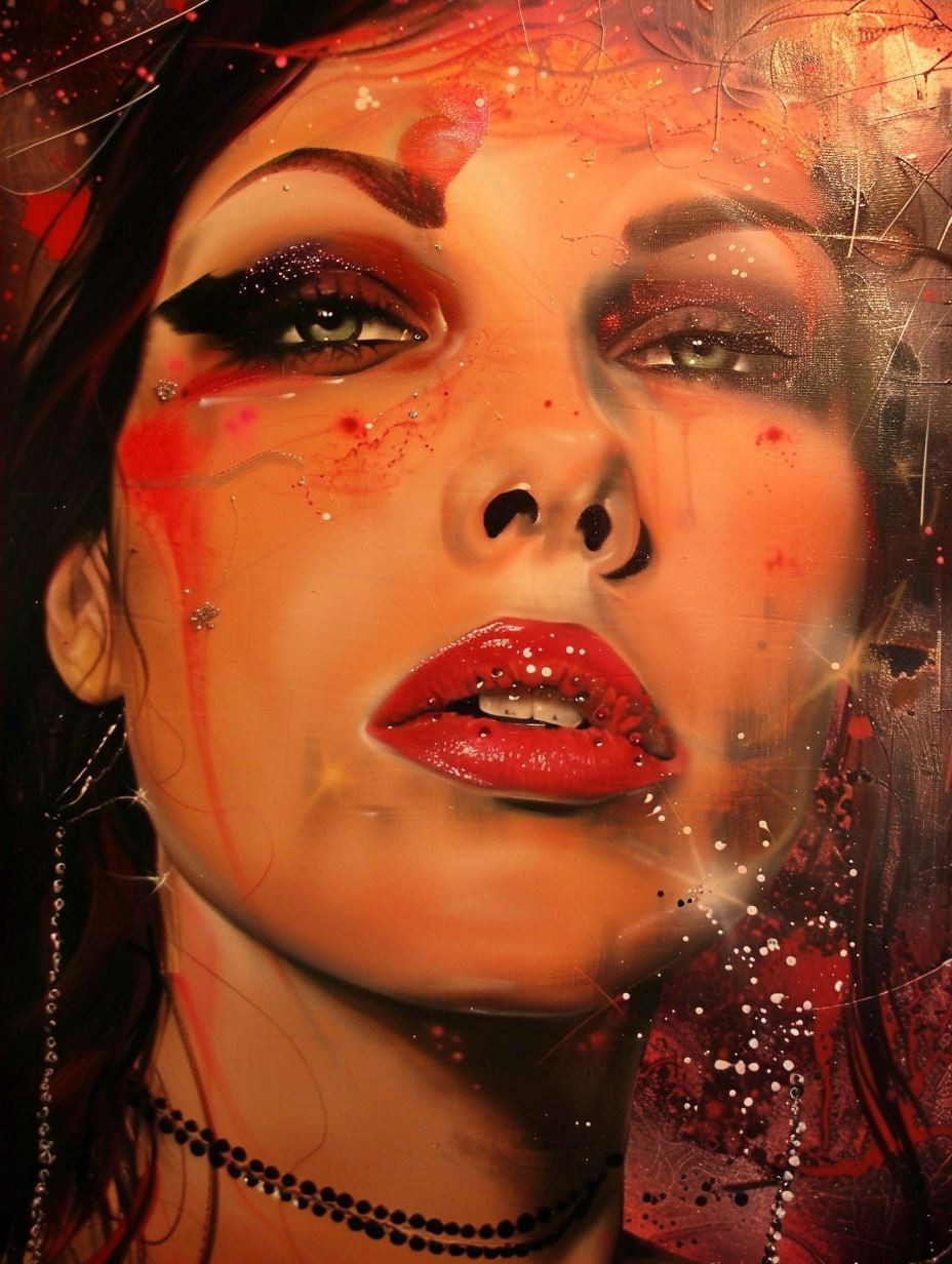 Ethereal Crimson Gaze Portrait - Image 4