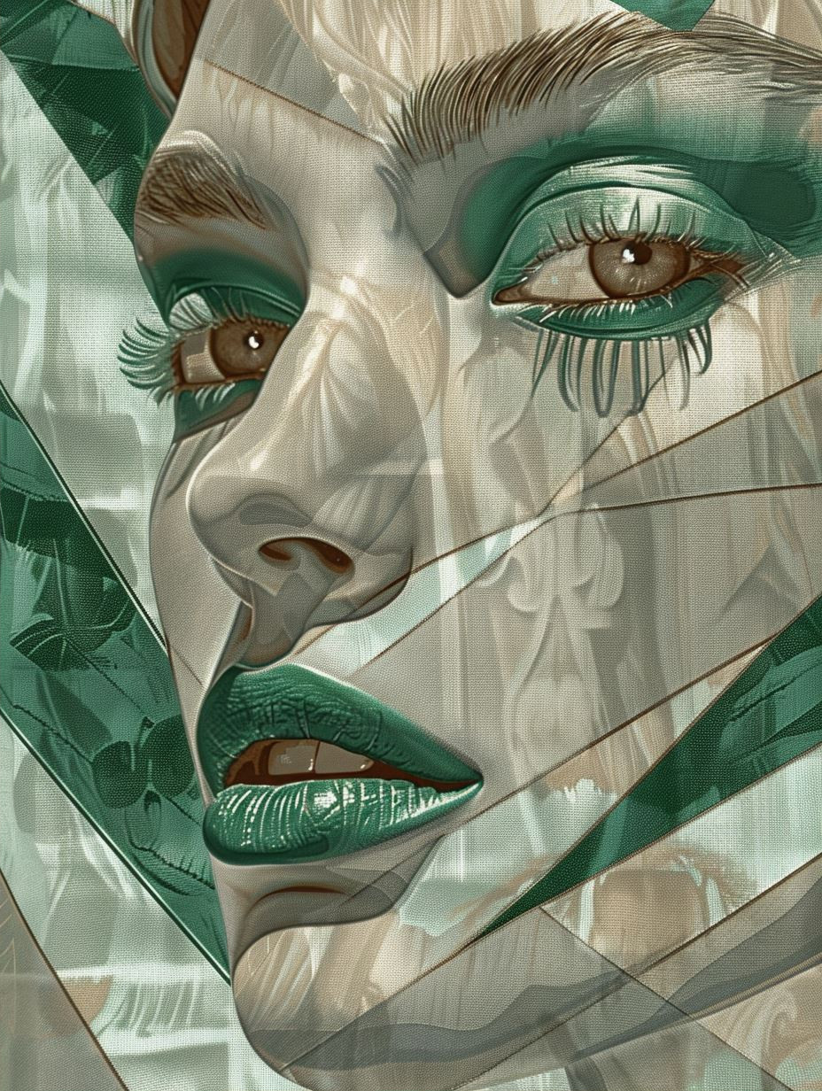 Fractured Emerald Botanical Portrait - Image 2
