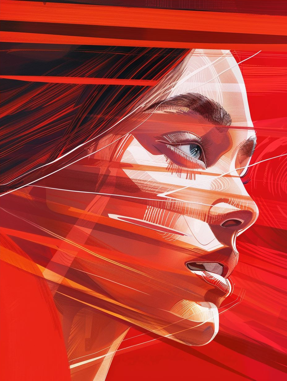 Crimson Neon Cybernetic Portraits - Image 4