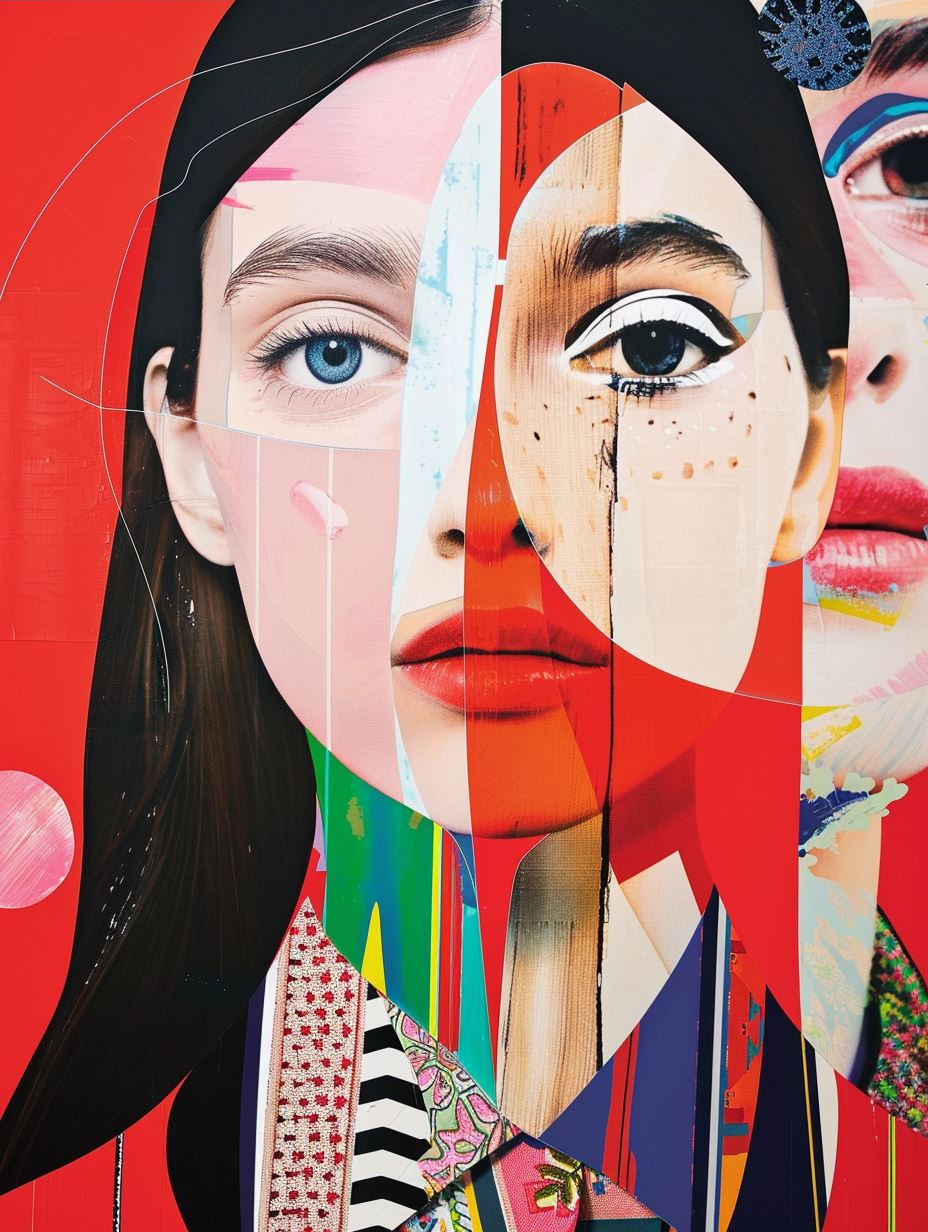 Fragmented Neon Portrait Collage - Image 3