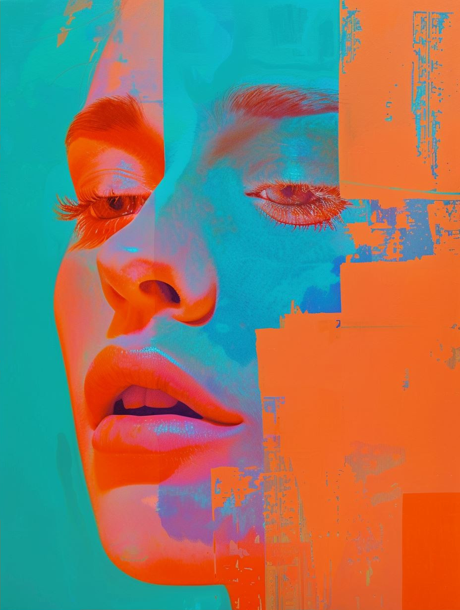 Fragmented Portraits in Neon Contrast - Image 2