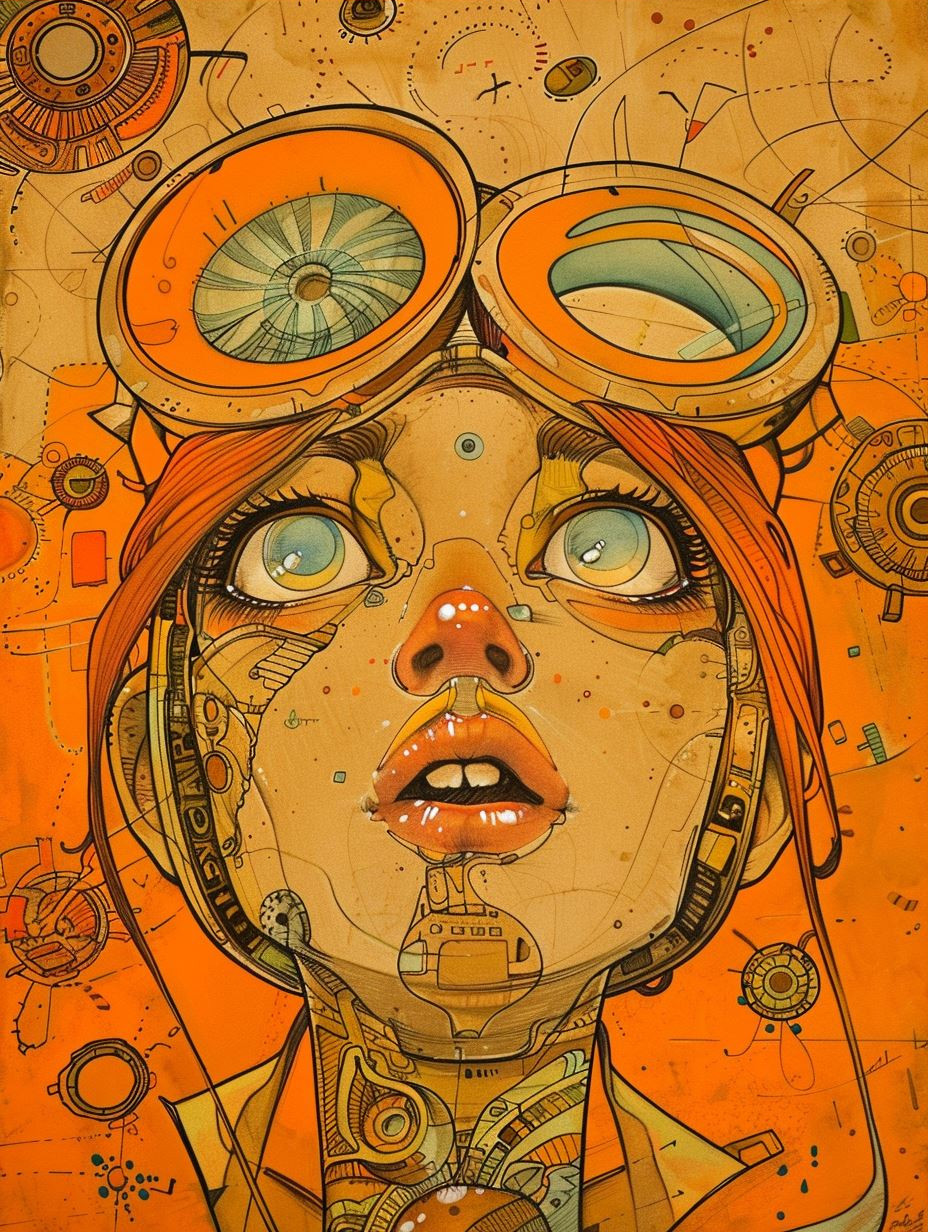 Amber Steampunk Cybernetic Portrait - Image 3