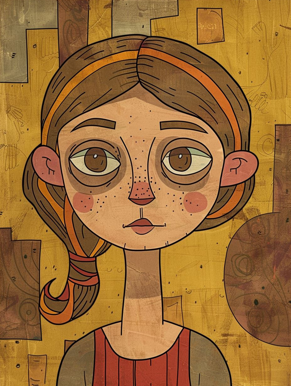 Rustic Folk Art Portrait Study - Image 4