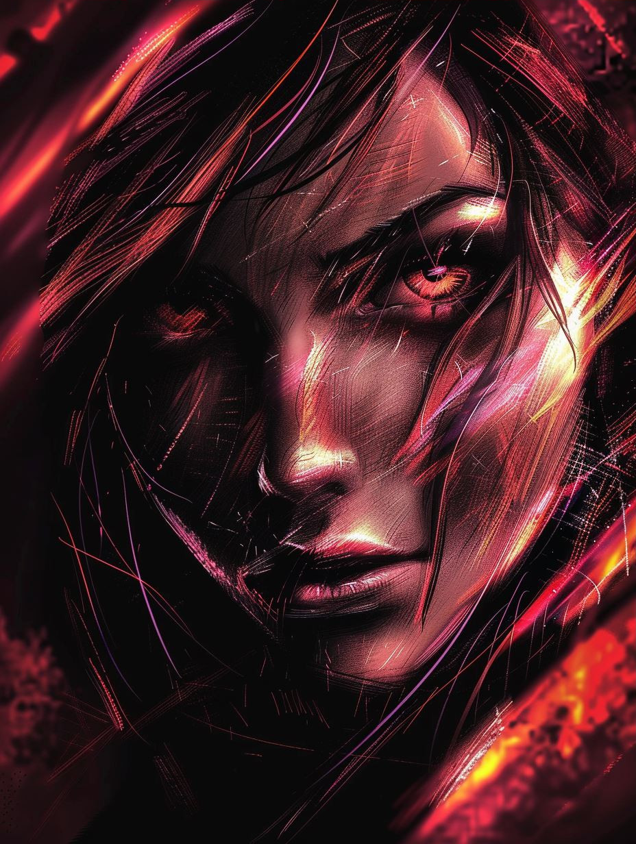 Crimson Ember Digital Portrait - Image 3