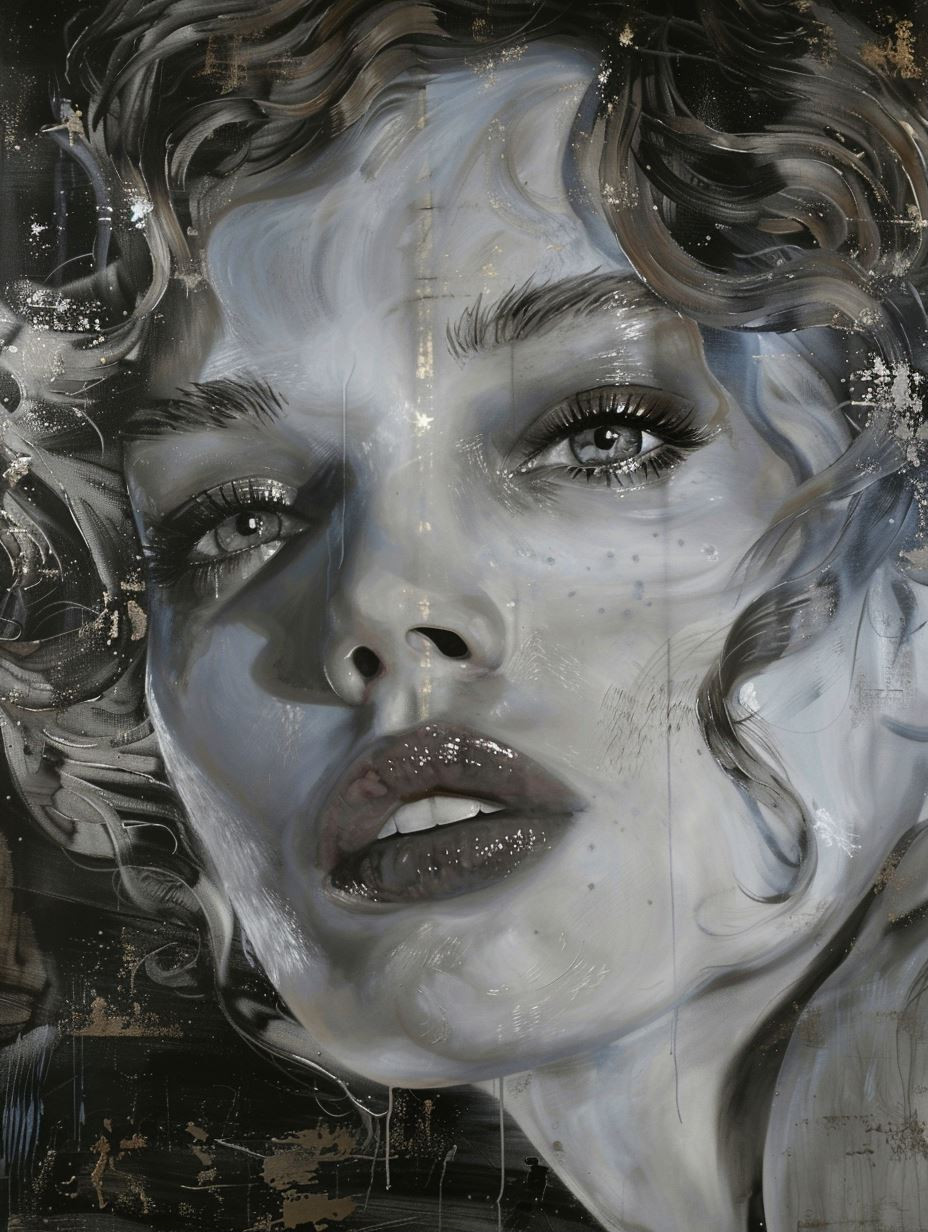 Ethereal Monochrome Fluid Portrait