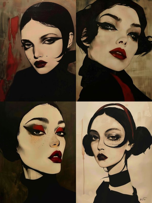 Noir Elegance in Crimson Contrast
