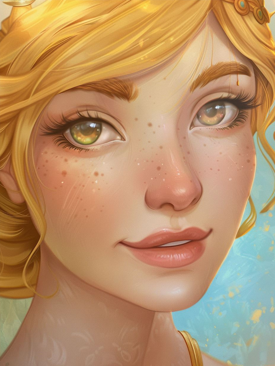 Golden Glow Digital Portrait Study - Image 4