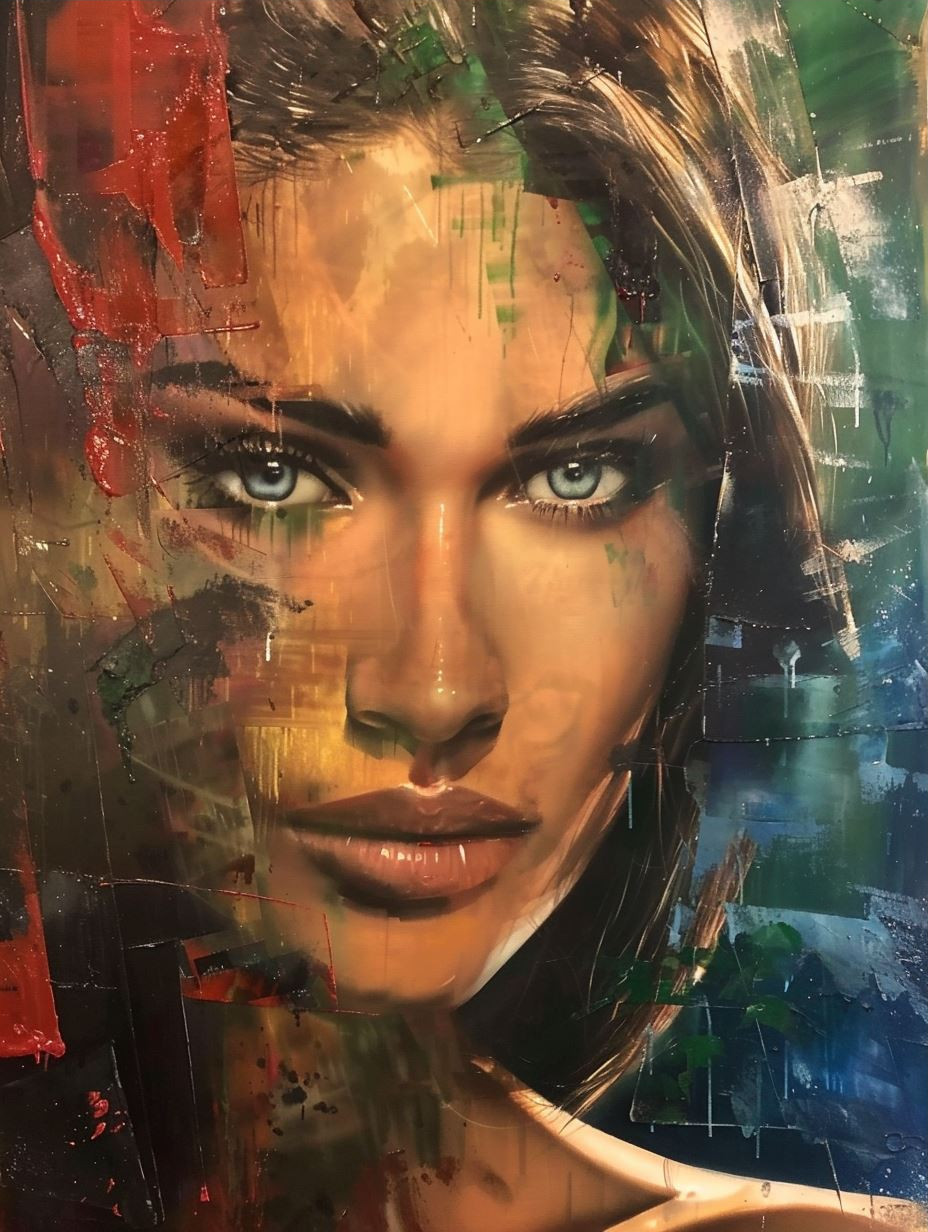 Abstract Female Portraits in Mixed Media - Image 3