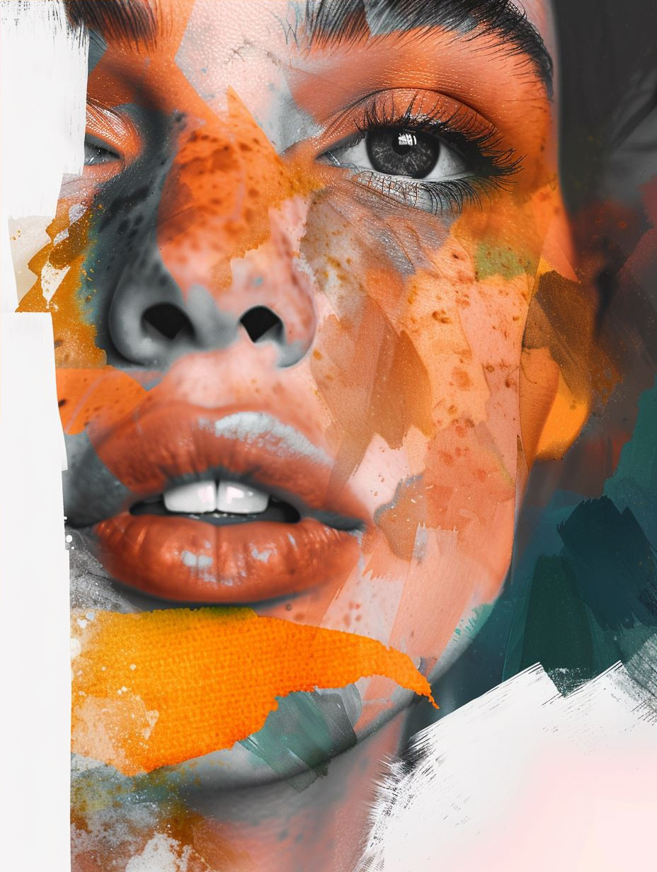 Fragmented Neon Portrait Study - Image 4