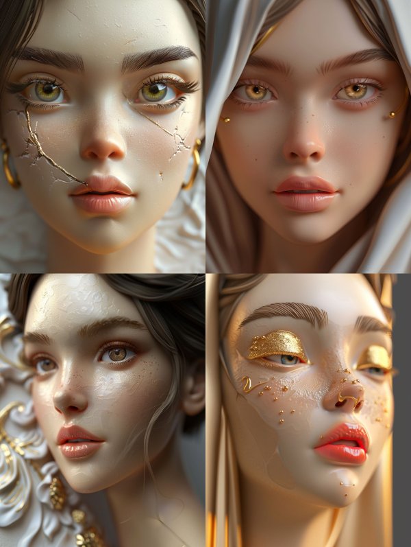 Ethereal Golden Goddess Portraits