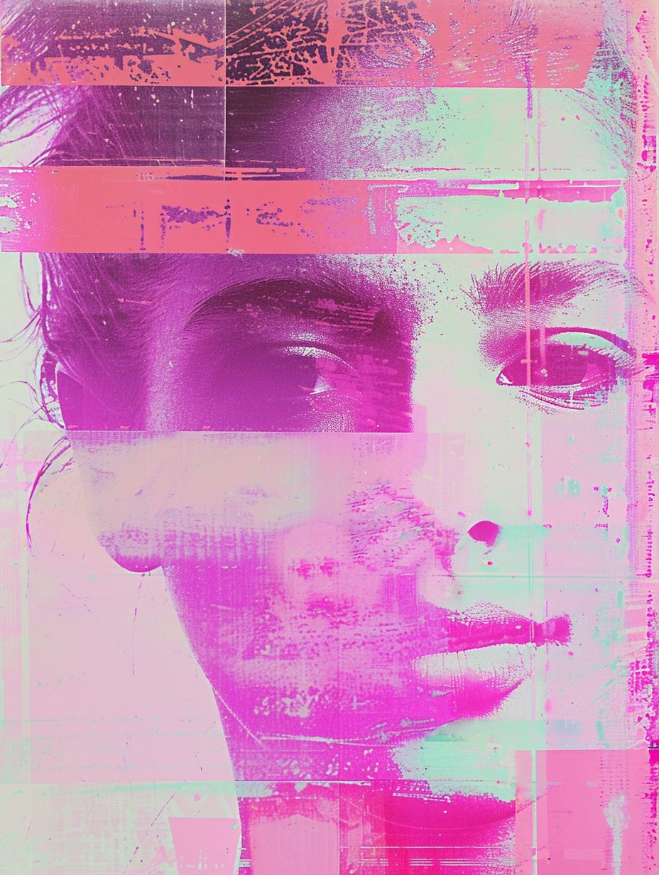 Fragmented Visions in Neon Pink - Image 1