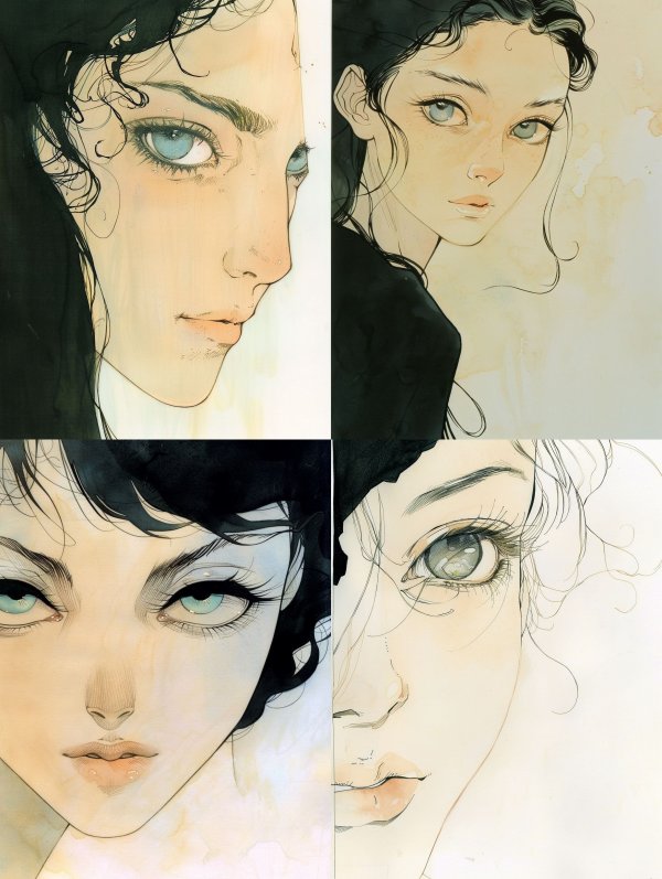 Ethereal Gaze: A Study in Ink