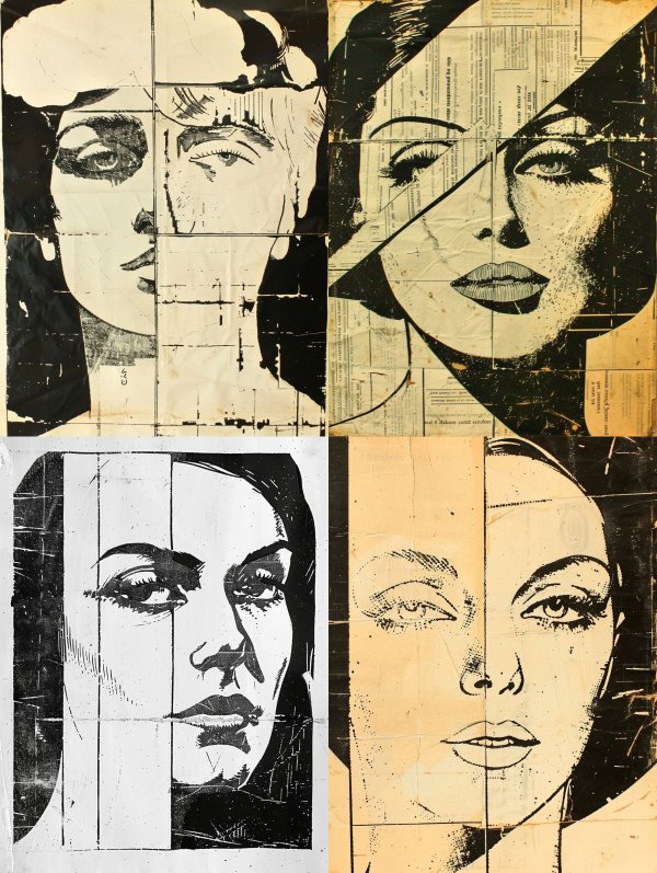 Vintage Distressed Pop Art Portrait