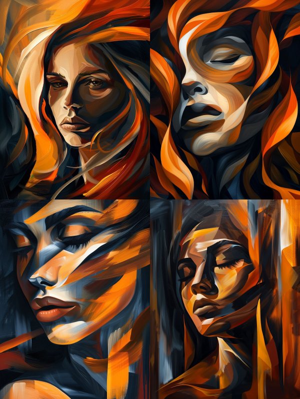 Amber Glow Abstract Portraits