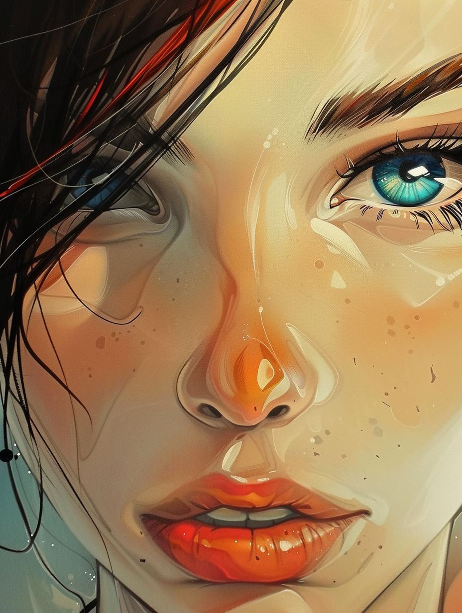 Ethereal Gazes: Digital Portrait Study - Image 1