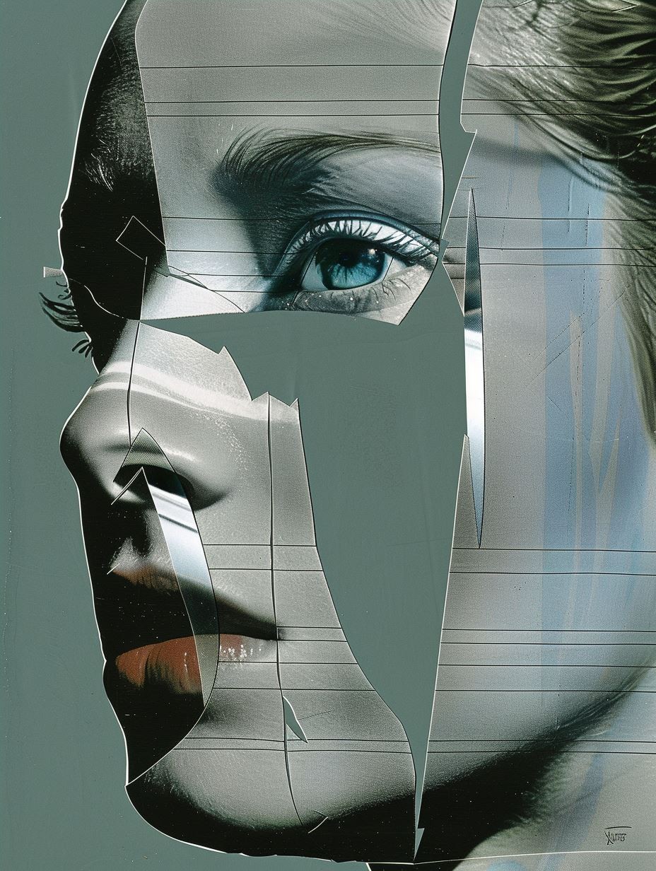Cyan Blueprint Portrait Study - Image 4
