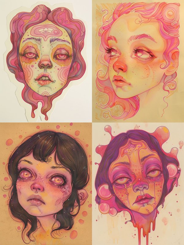 Surreal Pastel Portrait Studies