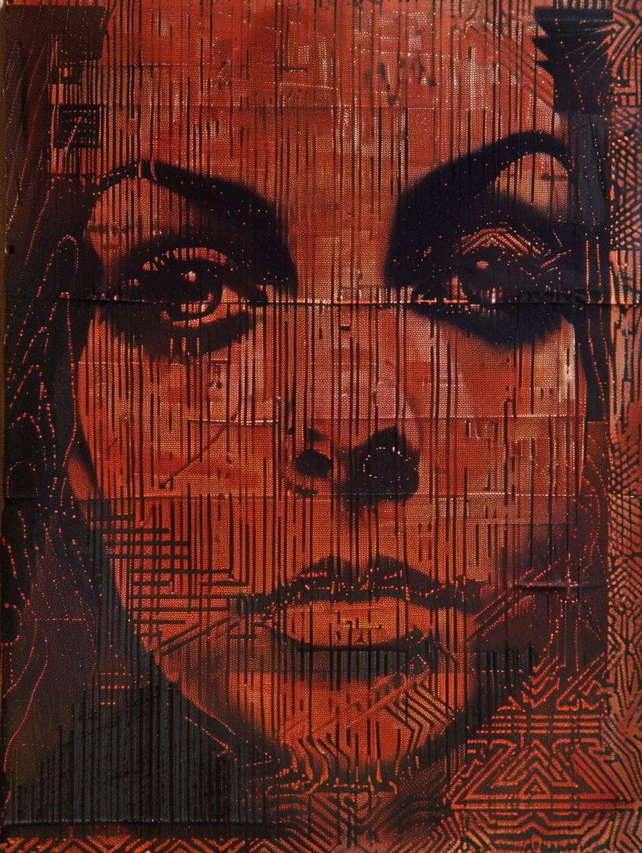 Digital Soul in Crimson Glitch - Image 1