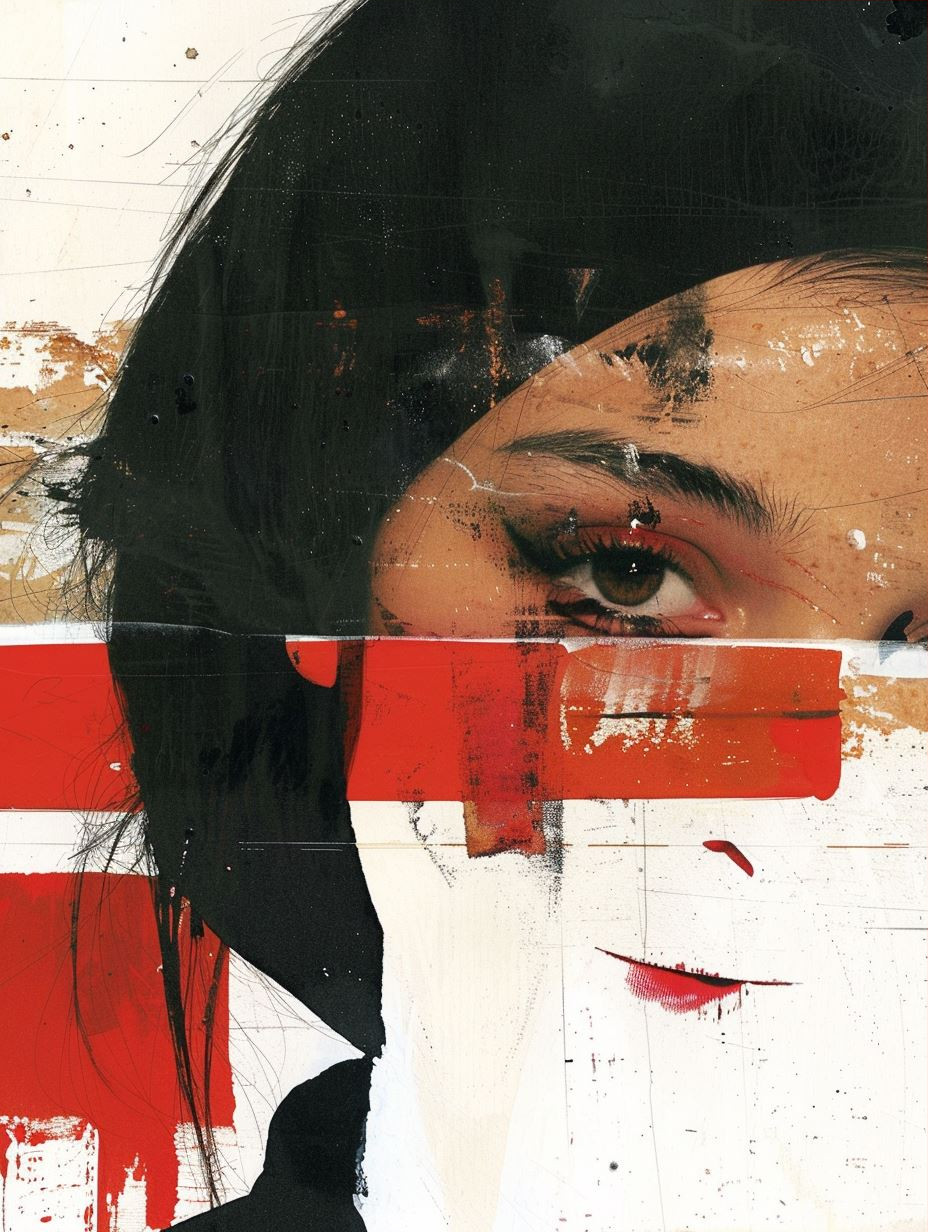 Fragmented Crimson Beauty Collage - Image 3