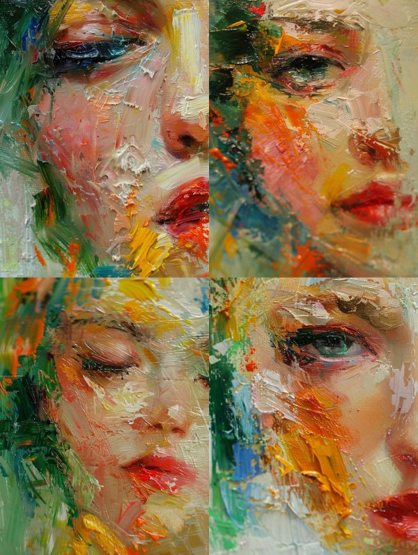 Abstract Impasto Emotional Portraits
