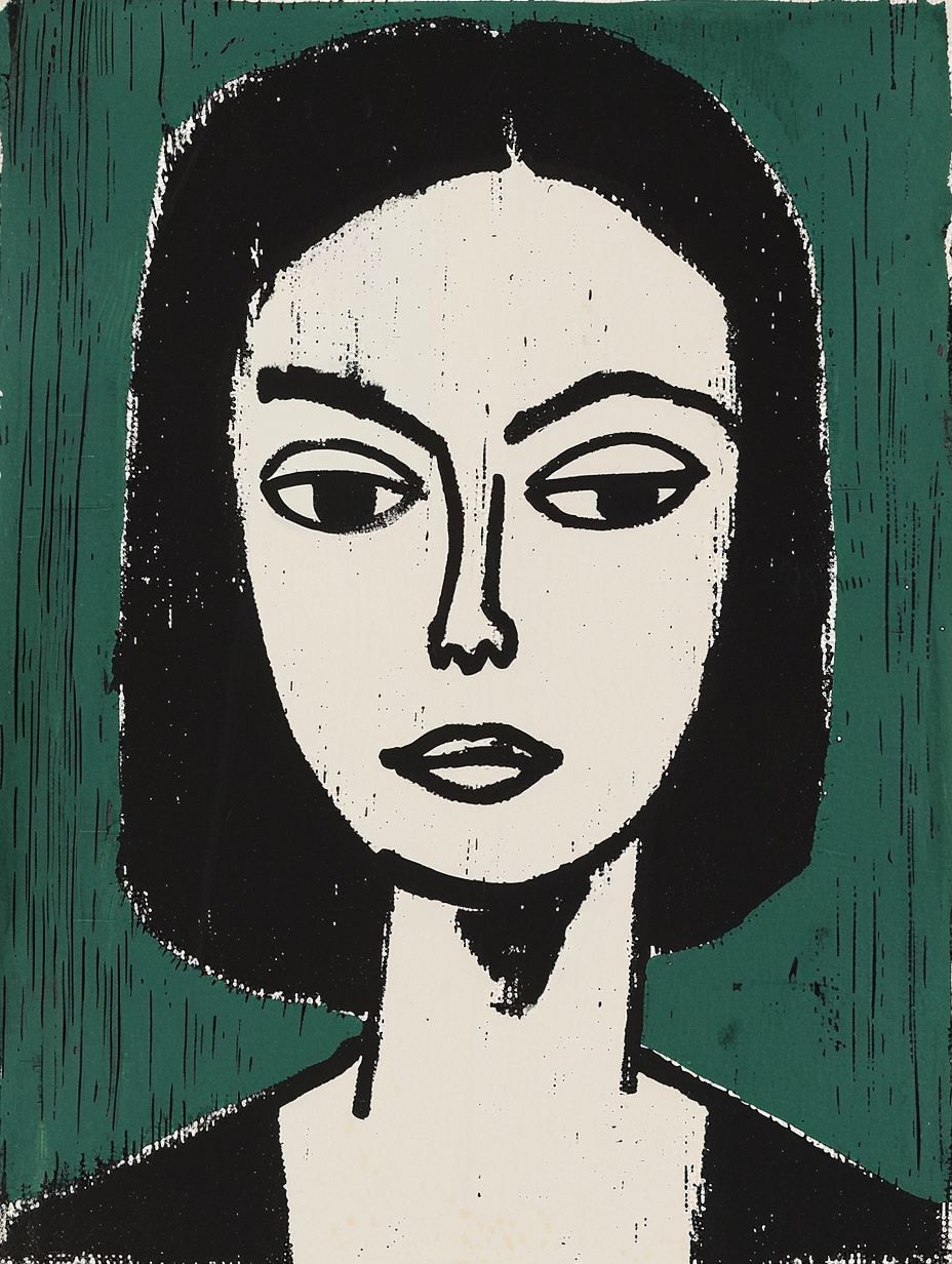Minimalist Linocut Portrait Study - Image 3