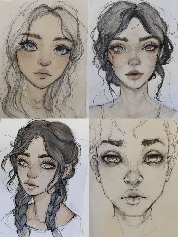 Ethereal Gazes: A Study of Feminine Portraits