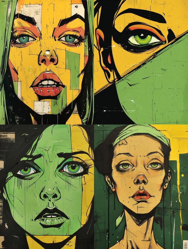 Fragmented Neon Portrait Studies