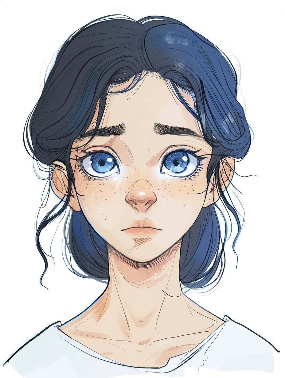 Melancholy Gaze in Digital Ink - Image 1