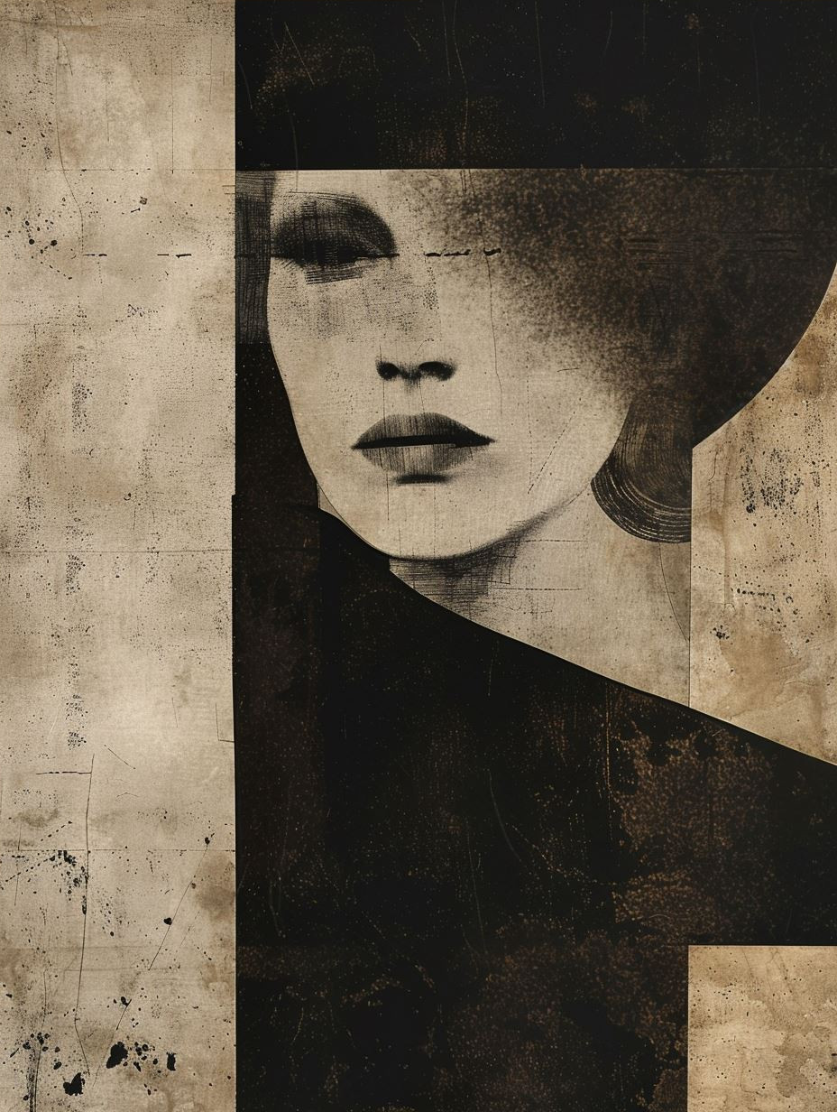 Fragmented Noir Vintage Portrait - Image 4