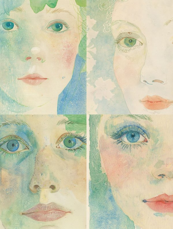 Ethereal Gaze: A Watercolor Quartet