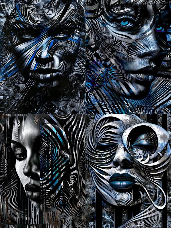 Surreal Liquid Chrome Portraits
