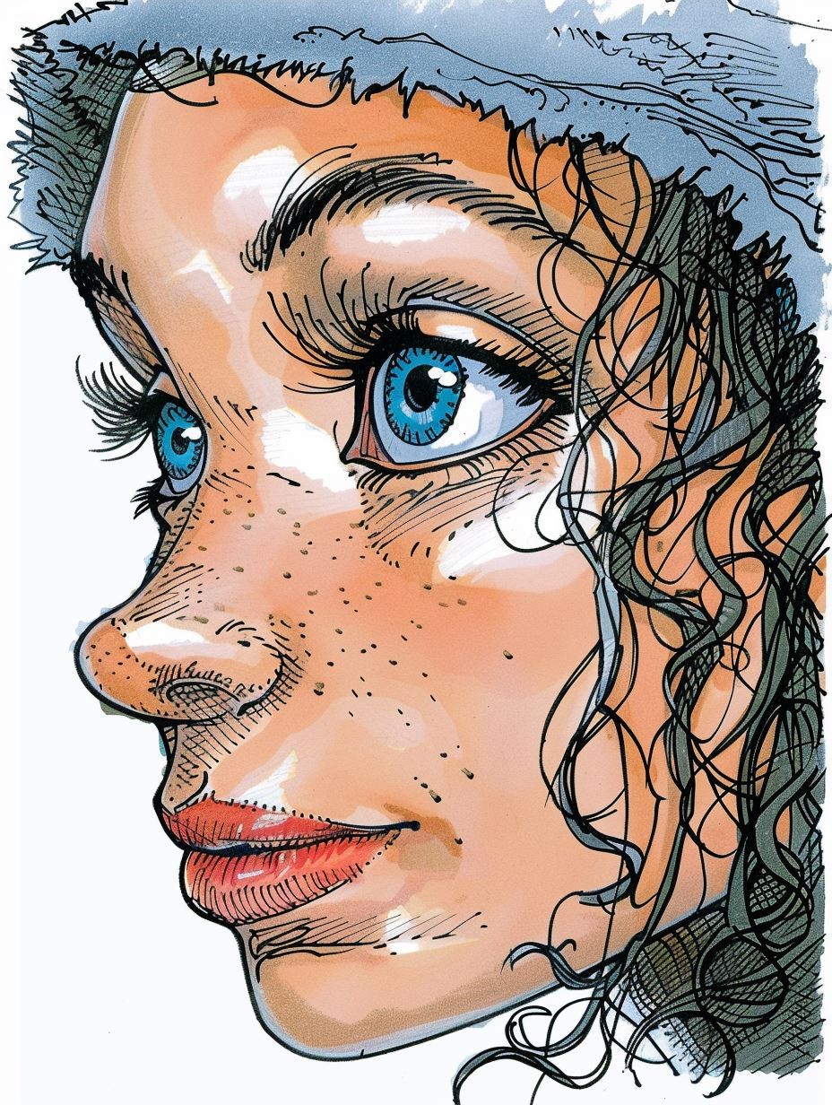 Vibrant Ink Portrait Study - Image 3