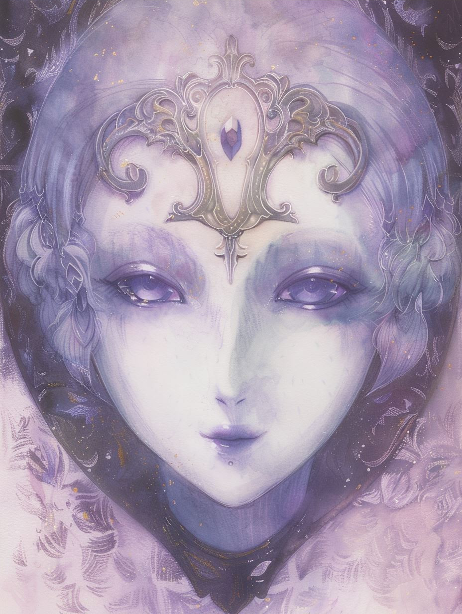Ethereal Violet Watercolor Portraits - Image 4