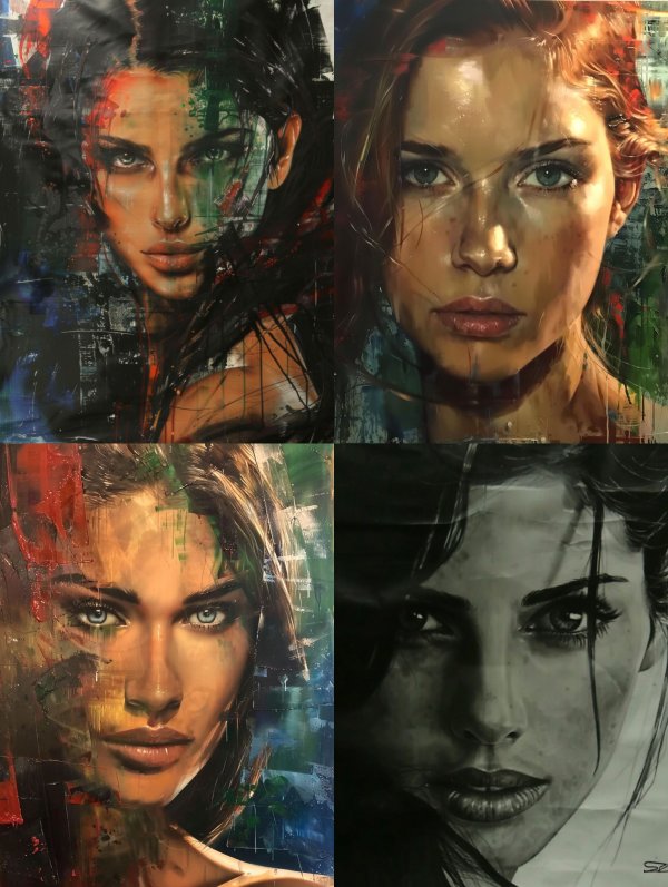 Abstract Female Portraits in Mixed Media