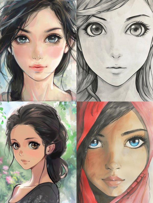 Ethereal Anime Portraits in Diverse Artistic Styles